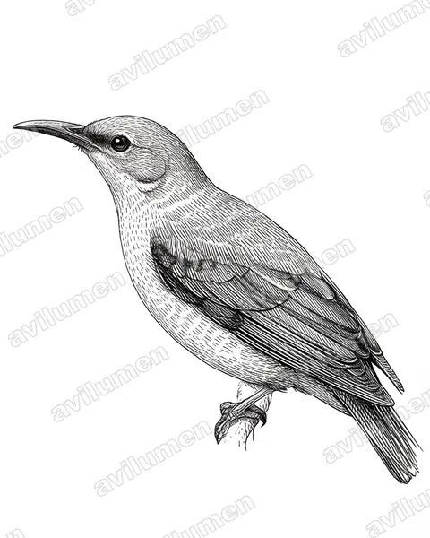 Illustration im Stil Tusche: Bornean Spiderhunter (Arachnothera everetti)