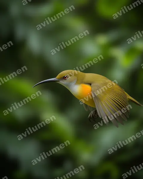 Realistic illustration: Arachnothera flammifera (Orange-tufted Spiderhunter)