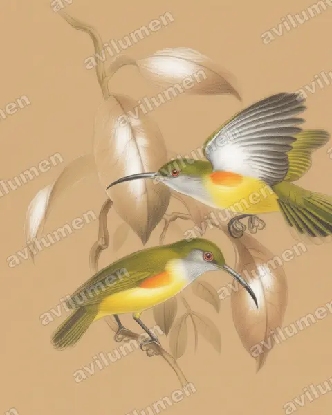 Colored pencil illustration: Arachnothera flammifera (Orange-tufted Spiderhunter)