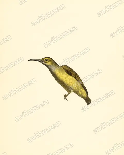 Illustration im Stil Historische Tafel: Spectacled Spiderhunter (Arachnothera flavigaster)