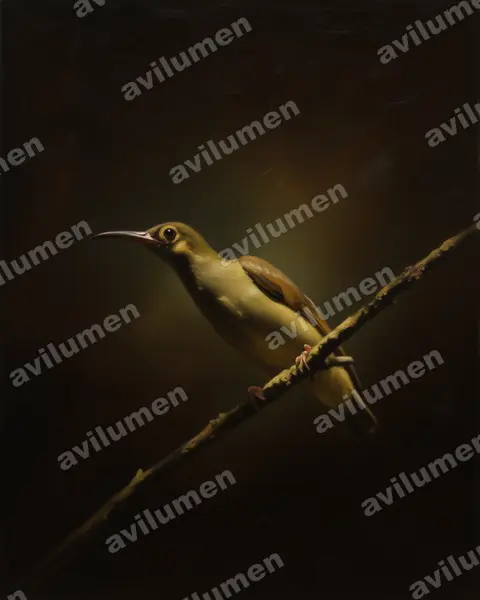 Illustration im Stil Öl: Spectacled Spiderhunter (Arachnothera flavigaster)