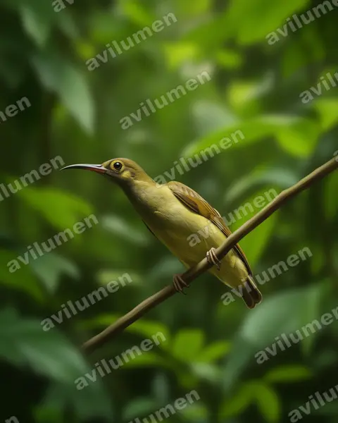 Illustration im Stil Realistisch: Spectacled Spiderhunter (Arachnothera flavigaster)