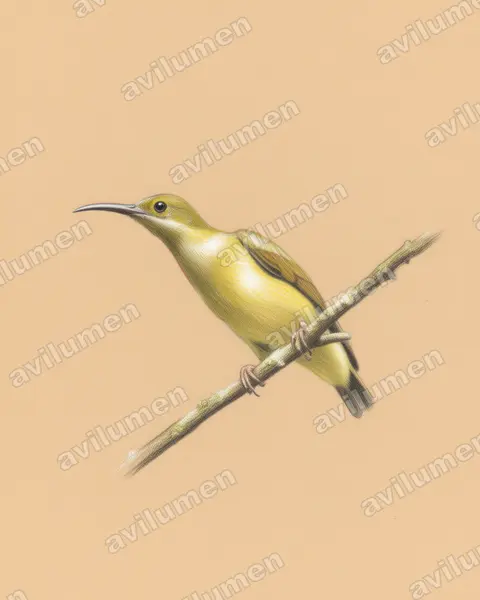 Illustration im Stil Buntstift: Spectacled Spiderhunter (Arachnothera flavigaster)