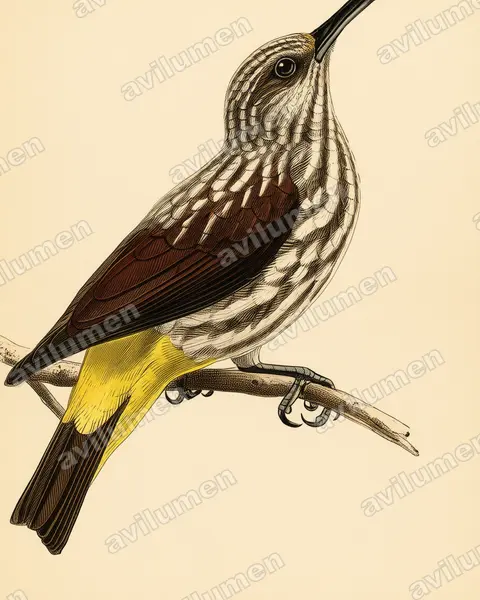 Vintage plate illustration: Arachnothera juliae (Whitehead's Spiderhunter)
