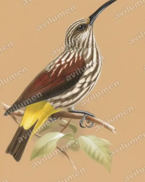 Colored pencil illustration: Arachnothera juliae (Whitehead's Spiderhunter)