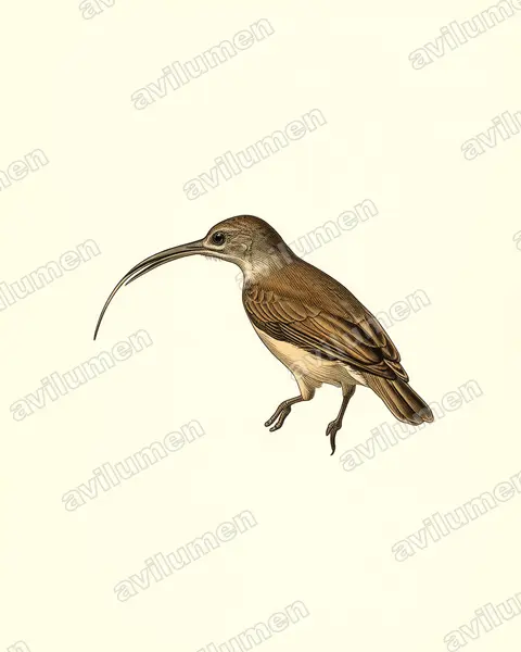 Vintage plate illustration: Arachnothera longirostra (Little Spiderhunter)