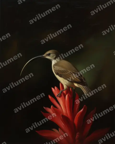 Oil illustration: Arachnothera longirostra (Little Spiderhunter)