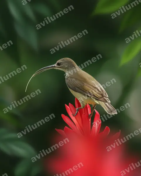 Realistic illustration: Arachnothera longirostra (Little Spiderhunter)