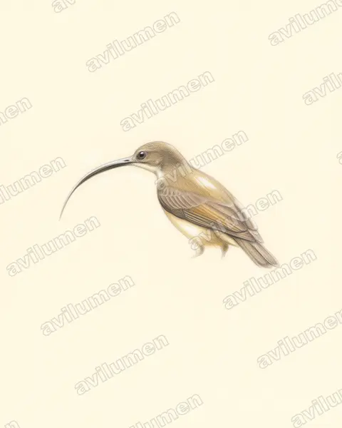 Colored pencil illustration: Arachnothera longirostra (Little Spiderhunter)