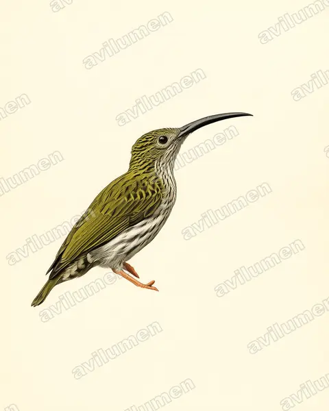 Illustration im Stil Historische Tafel: Streaked Spiderhunter (Arachnothera magna)