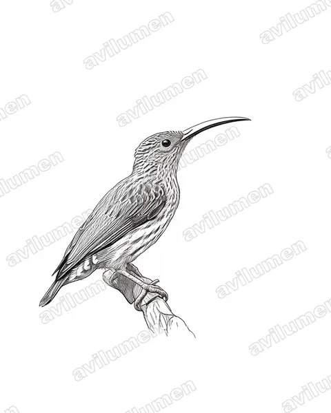 Illustration im Stil Tusche: Streaked Spiderhunter (Arachnothera magna)