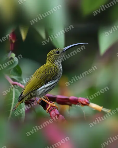 Illustration im Stil Realistisch: Streaked Spiderhunter (Arachnothera magna)