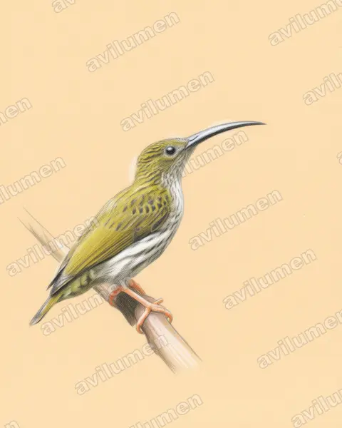 Illustration im Stil Buntstift: Streaked Spiderhunter (Arachnothera magna)