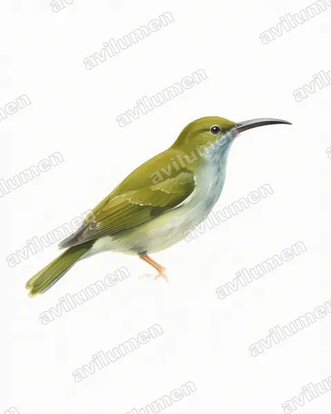 Grey-breasted spiderhunter（Arachnothera modesta）的水彩插画