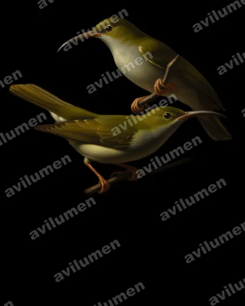 Grey-breasted spiderhunter（Arachnothera modesta）的油画插画