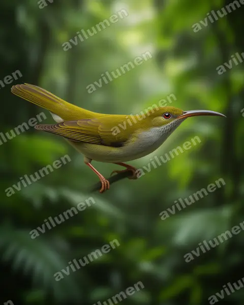 Grey-breasted spiderhunter（Arachnothera modesta）的写实插画