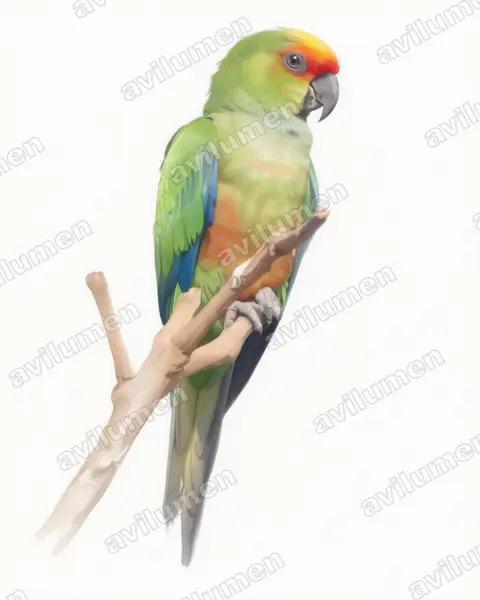 Ilustración en Acuarela: Aratinga auricapillus (Aratinga testadorada)