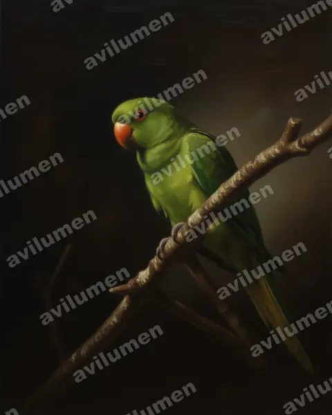 Illustration im Stil Öl: Socorrosittich (Aratinga brevipes)