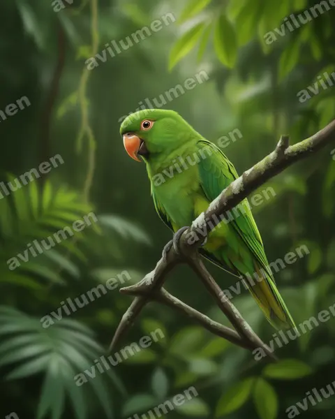 Illustration im Stil Realistisch: Socorrosittich (Aratinga brevipes)