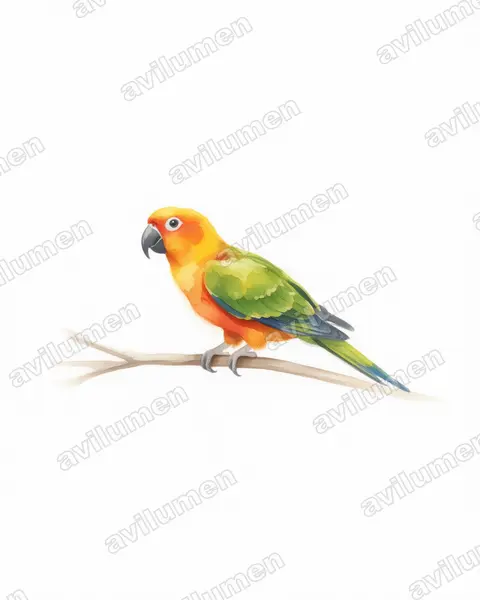 Watercolor illustration: Aratinga jandaya (Jandaya Parakeet)