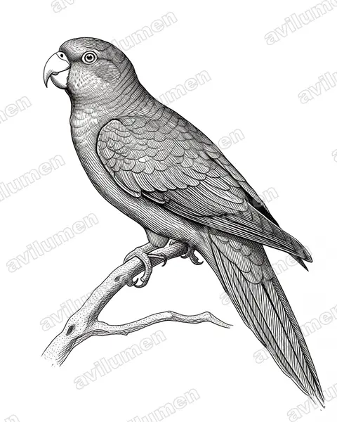Illustration Encre : Aratinga labati (Aratinga labati)
