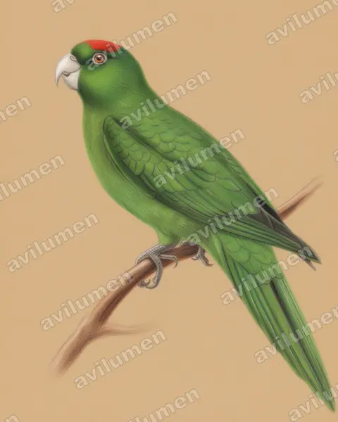 Illustration Crayon de couleur : Aratinga labati (Aratinga labati)