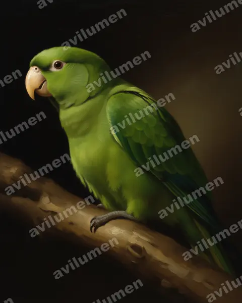 Olive-throated Parakeet（Aratinga nana）的油画插画