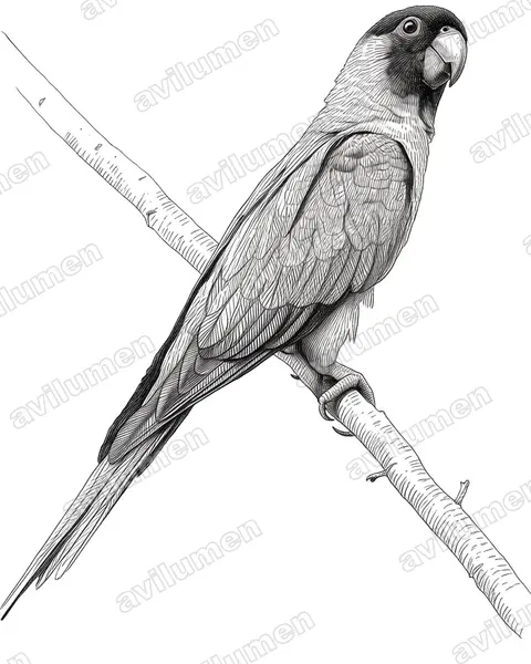 Ilustración en Tinta: Aratinga nenday (Aratinga ñanday)
