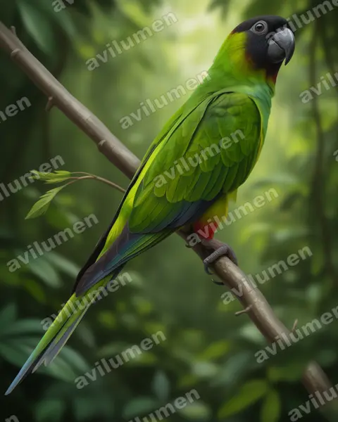 Ilustración en Realista: Aratinga nenday (Aratinga ñanday)