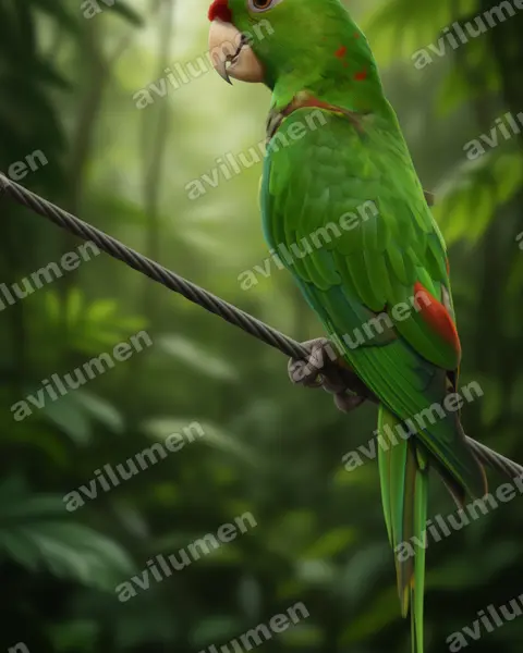 Scarlet-fronted Parakeet（Aratinga wagleri）的写实插画