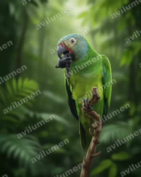Dusky-headed Parakeet（Aratinga weddellii）的写实插画