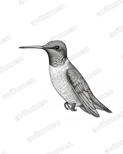 Ilustración en Tinta: Archilochus alexandri (Colibrí gorginegro)