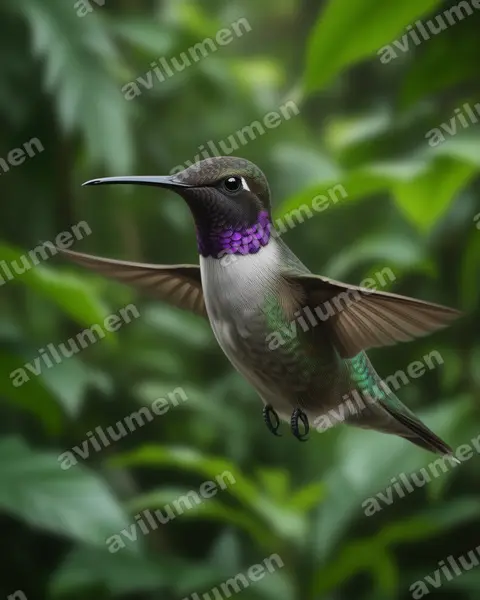 Ilustración en Realista: Archilochus alexandri (Colibrí gorginegro)