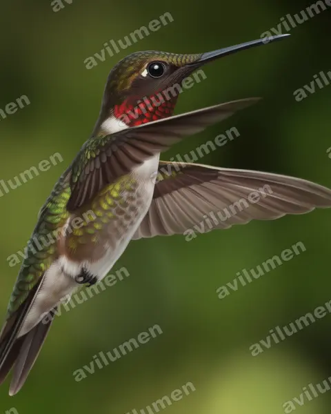 Illustration im Stil Realistisch: Rubinkehlkolibri (Archilochus colubris)