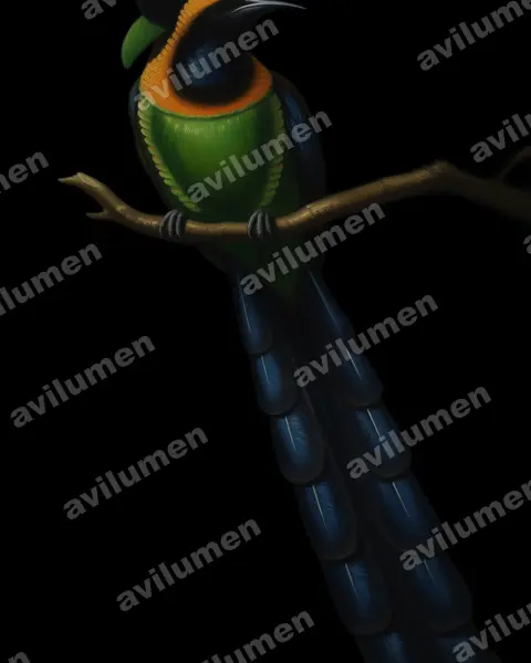 Oil illustration: Astrapia nigra (Arfak astrapia)