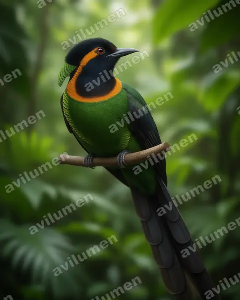 Realistic illustration: Astrapia nigra (Arfak astrapia)