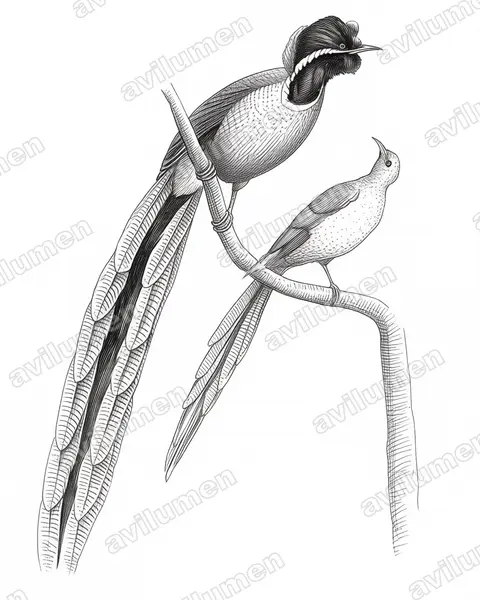 Ink illustration: Astrapia rothschildi (Huon Astrapia)