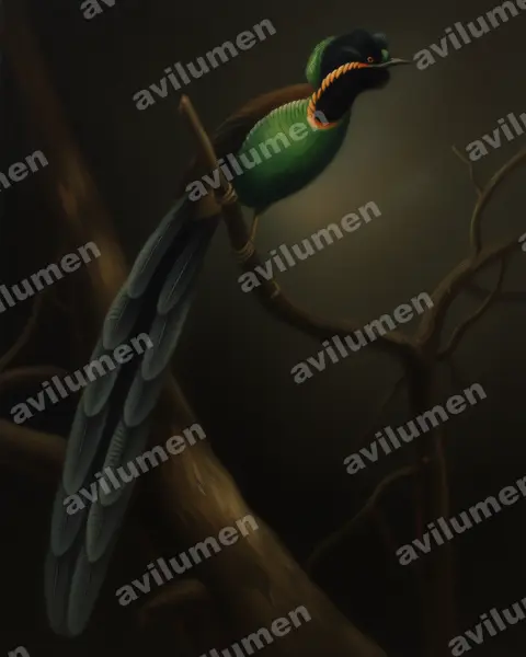 Oil illustration: Astrapia rothschildi (Huon Astrapia)