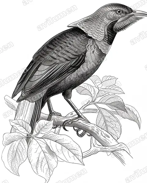 Ilustración en Tinta: Astrapia splendidissima (Ave del paraíso espléndida)