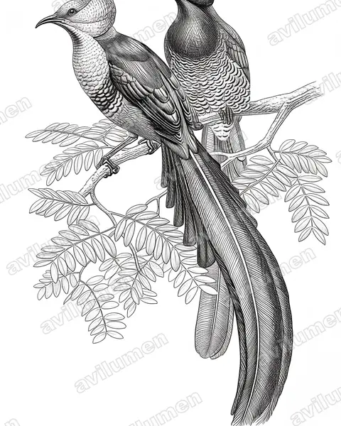 Ilustración en Tinta: Astrapia stephaniae (Ave del paraíso de Estefanía)