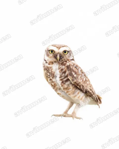 Illustration im Stil Aquarell: Kaninchenkauz (Athene cunicularia)