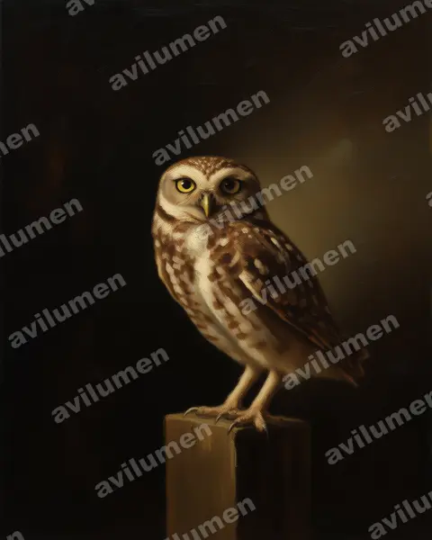 Illustration im Stil Öl: Kaninchenkauz (Athene cunicularia)