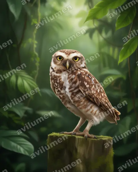 Illustration im Stil Realistisch: Kaninchenkauz (Athene cunicularia)