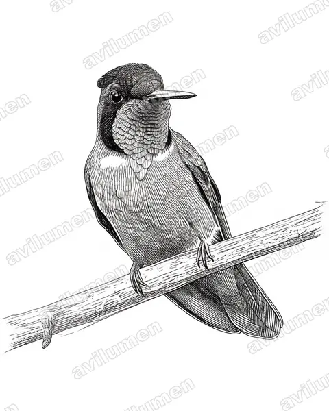 Ilustración en Tinta: Augastes lumachella (Colibrí lumaquela​)