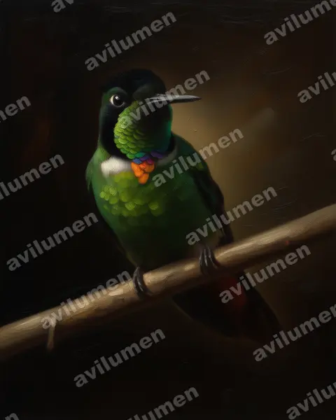 Ilustración en Óleo: Augastes lumachella (Colibrí lumaquela​)