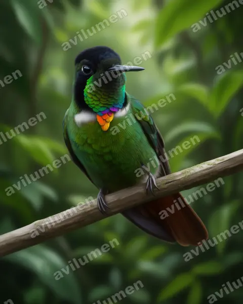 Ilustración en Realista: Augastes lumachella (Colibrí lumaquela​)