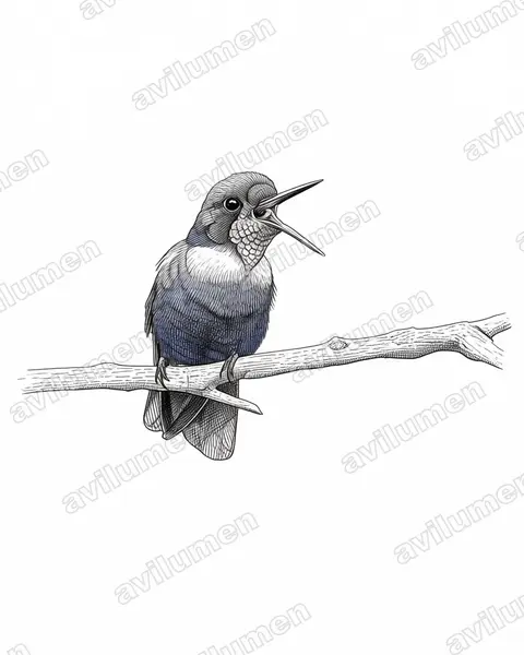 Ilustración en Tinta: Augastes scutatus (Colibrí colaceleste​)