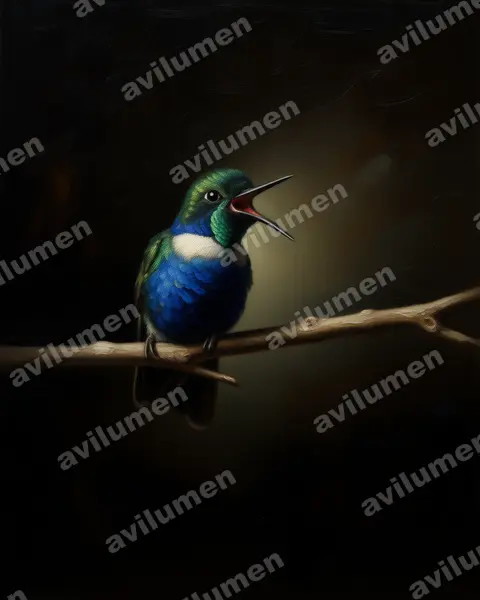 Ilustración en Óleo: Augastes scutatus (Colibrí colaceleste​)