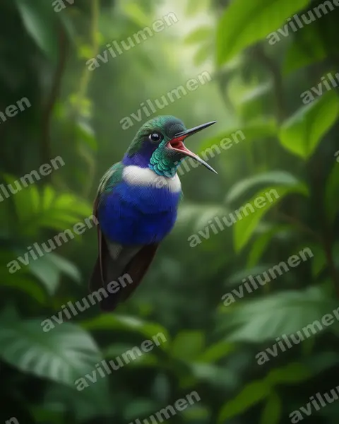 Ilustración en Realista: Augastes scutatus (Colibrí colaceleste​)