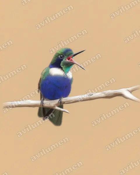 Ilustración en Lápiz de color: Augastes scutatus (Colibrí colaceleste​)